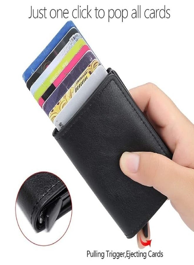 Stealodeal Black RFID Blocking Pu,Aluminum ATM/Credit/Debit 6 Slots 2 Cash Slot Men & Women Card Holder - Image 2